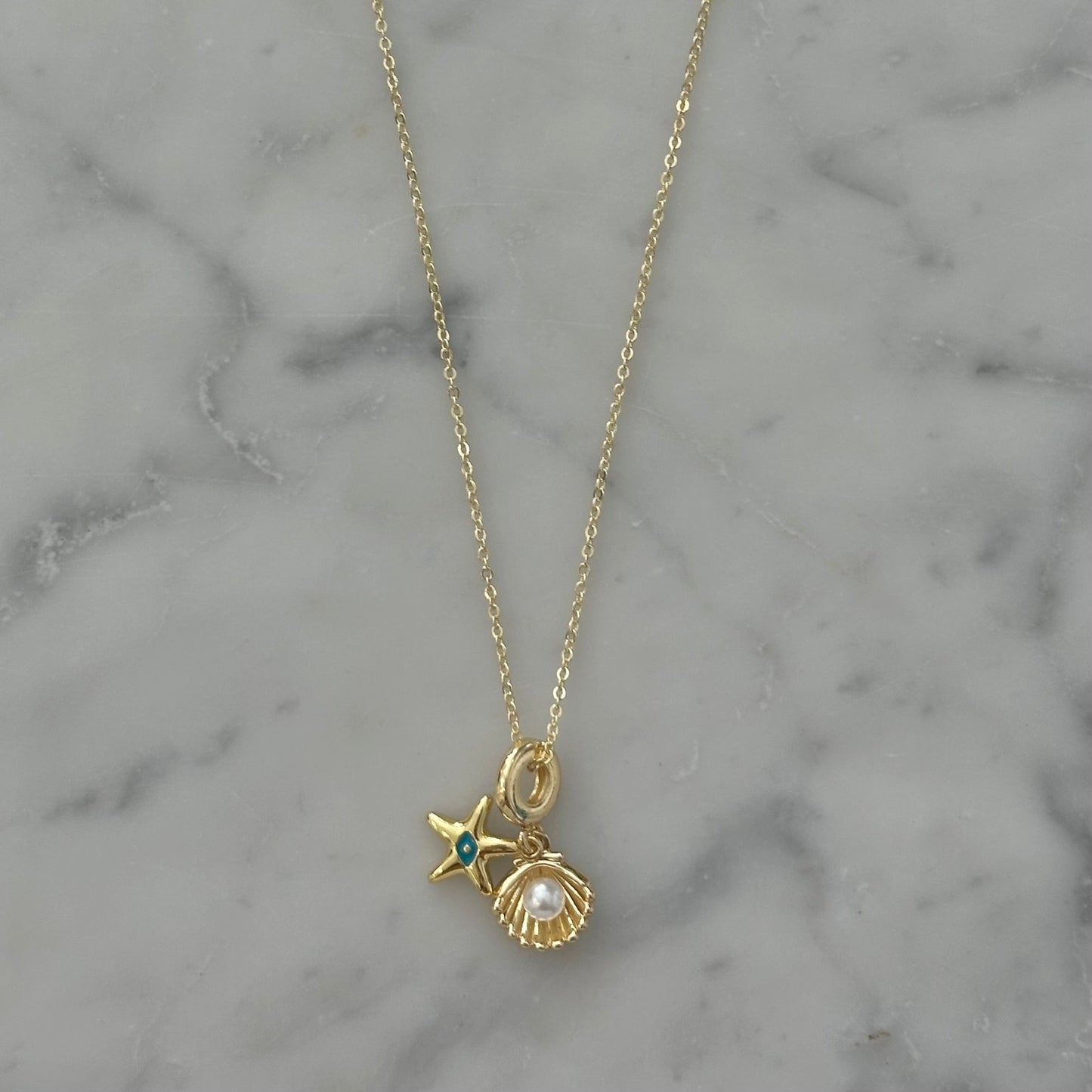 star and shell gold filled necklace