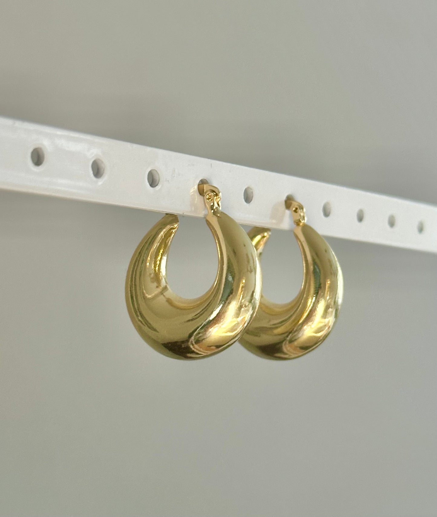 bubble crescent curved hoop earrings gold filled