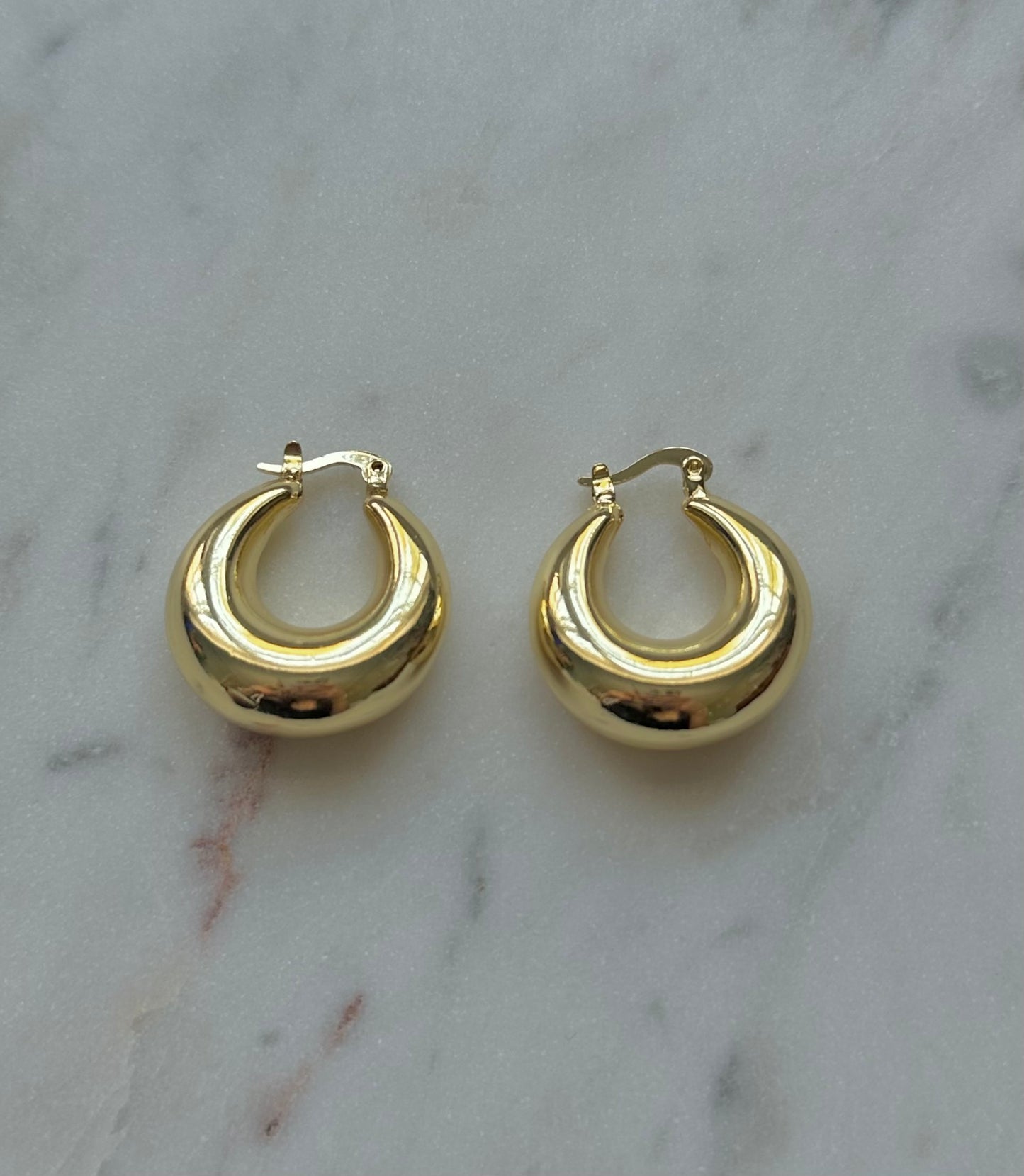 bubble crescent curved hoop earrings gold filled