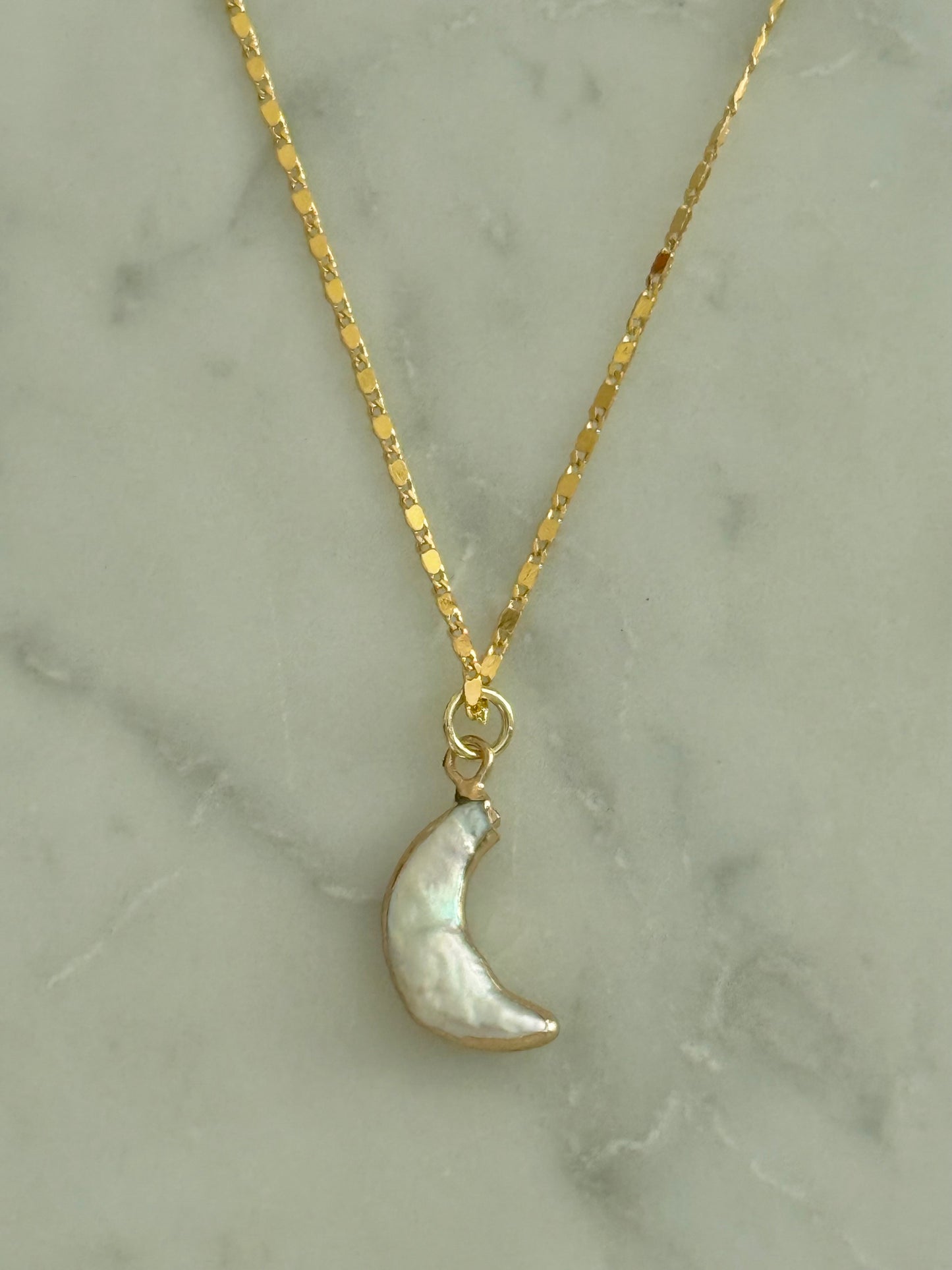freshwater pearl moon gold filled necklace