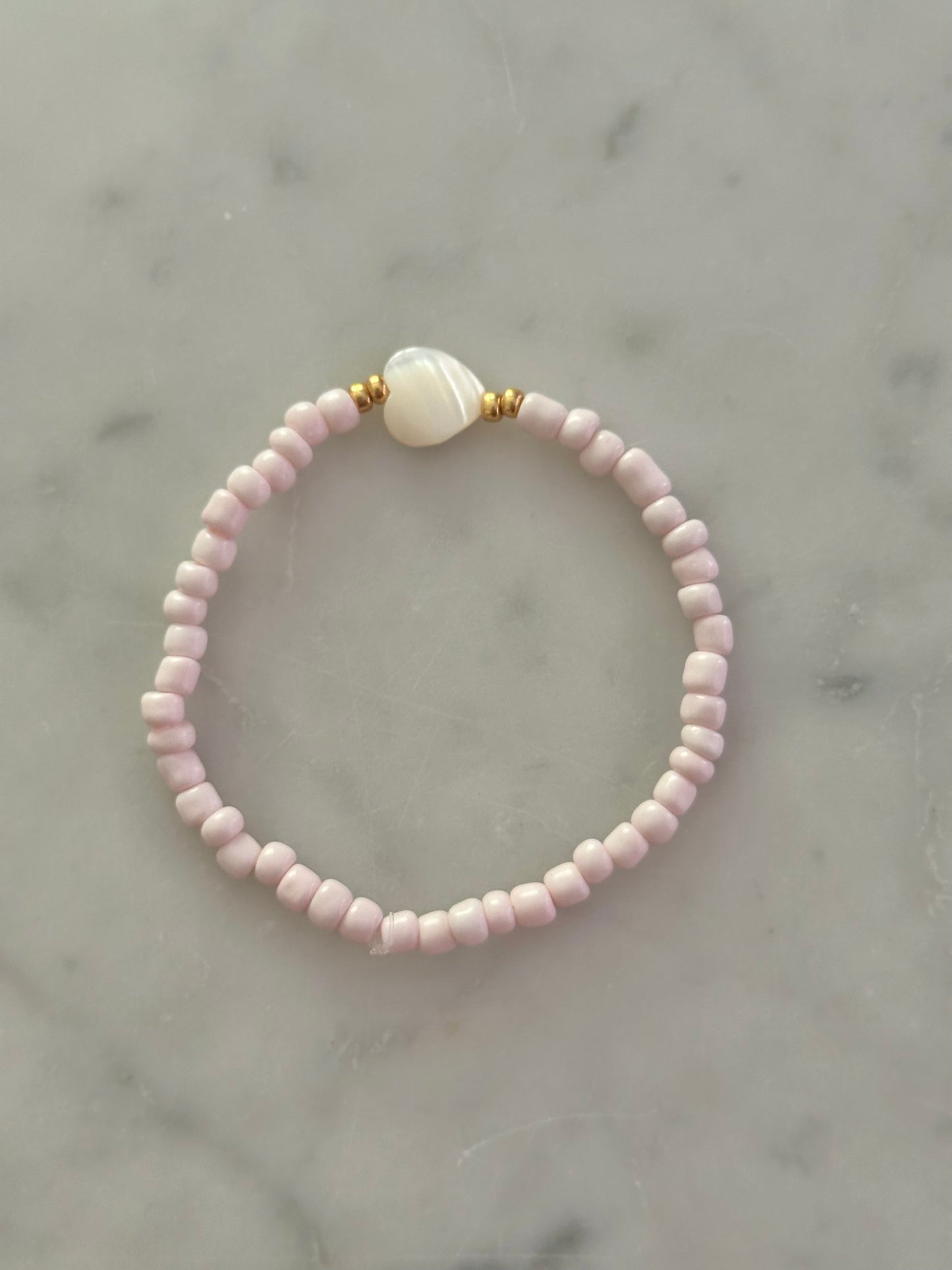 pink shell heart bracelet