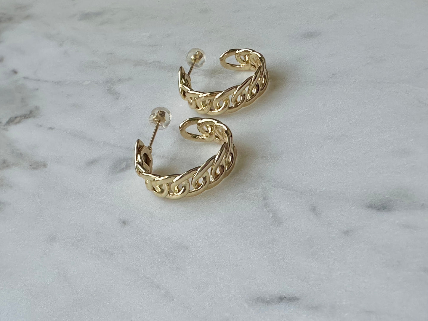 chain hoop earrings gold filled