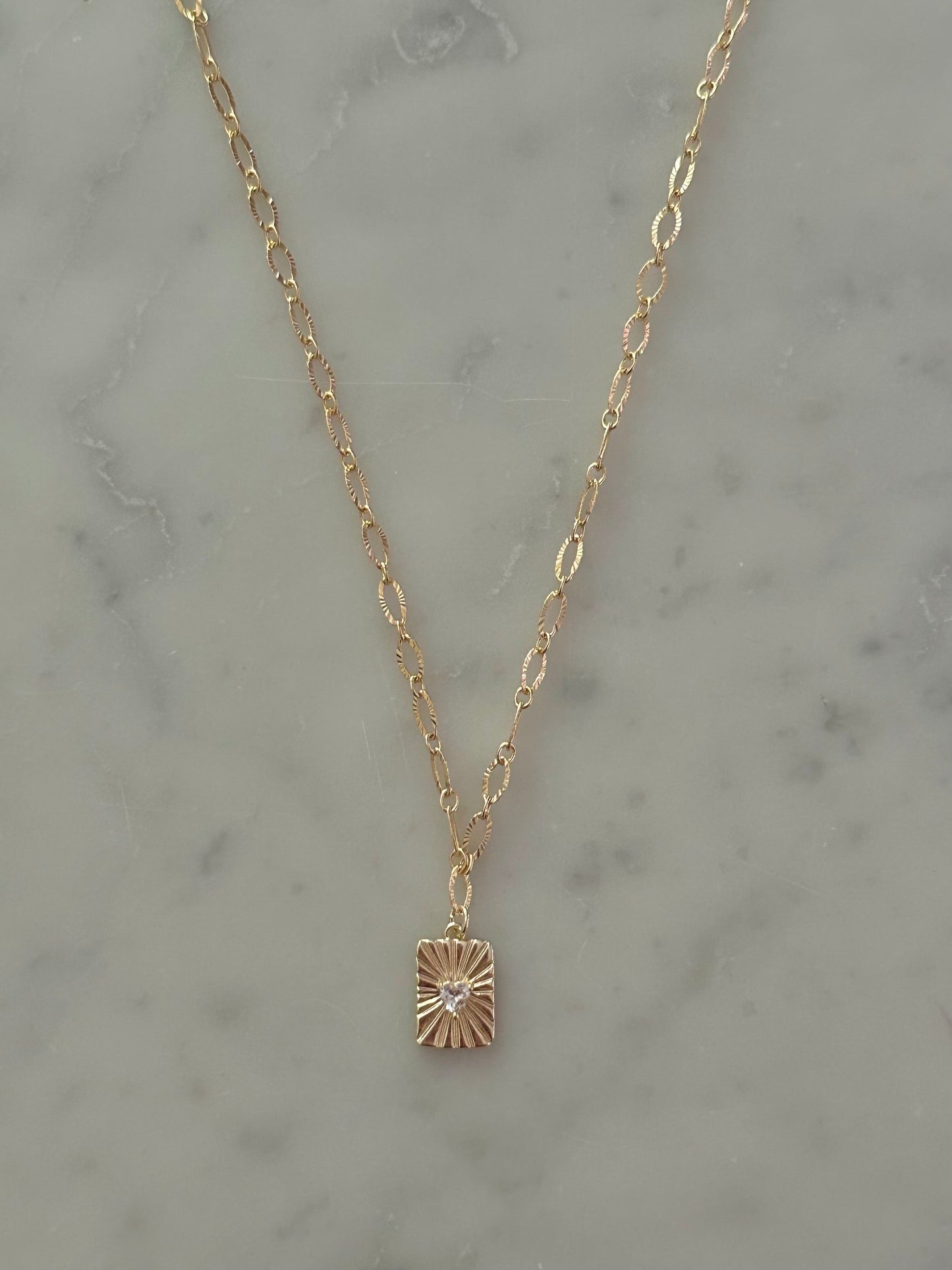 cz heart gold filled necklace