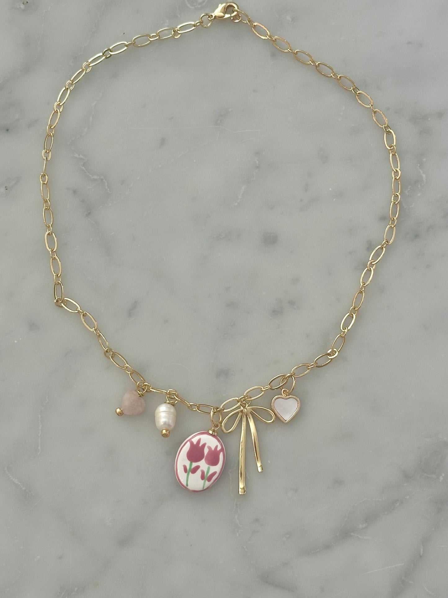 garden charm gold filled necklace