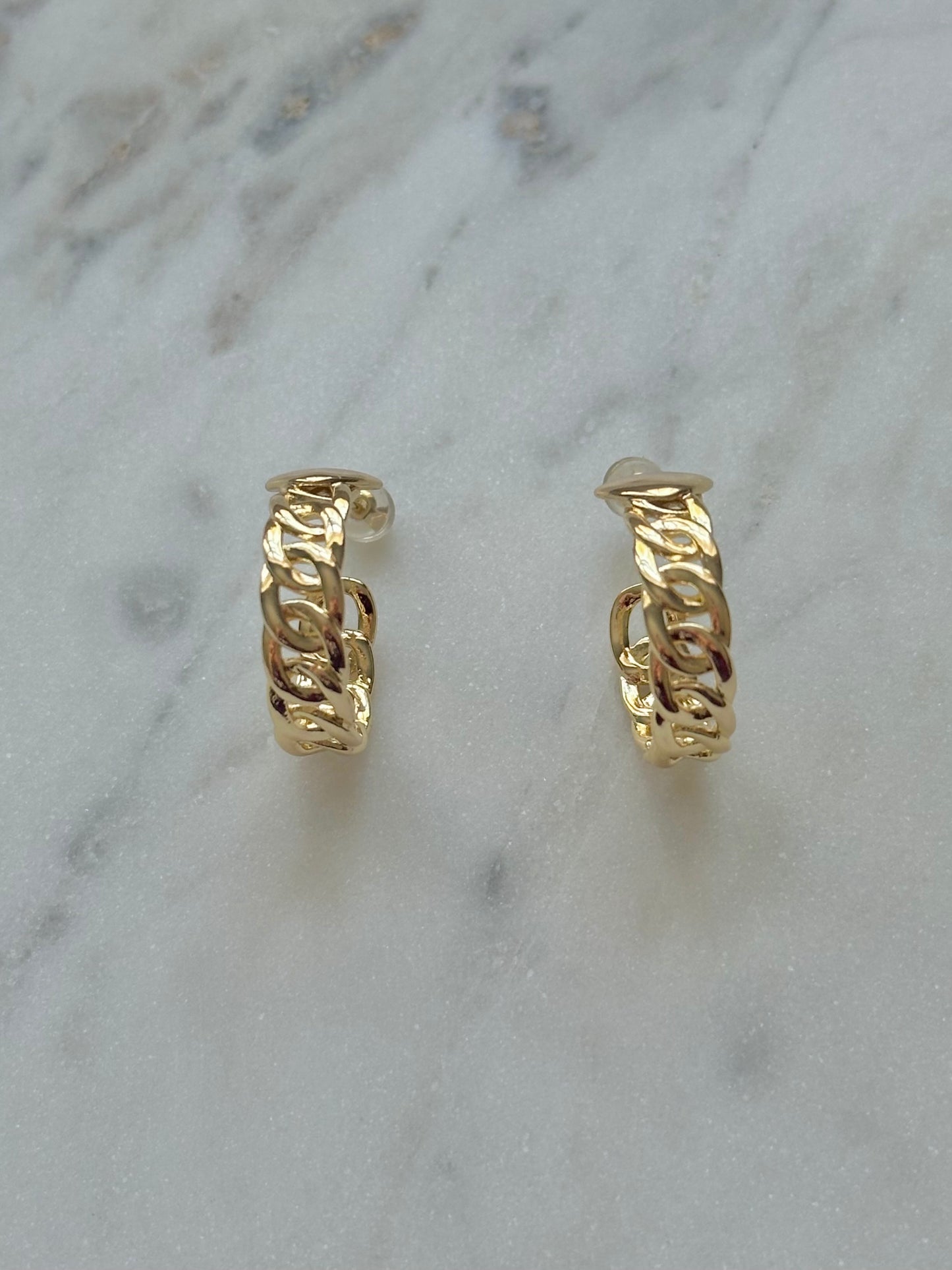 chain hoop earrings gold filled
