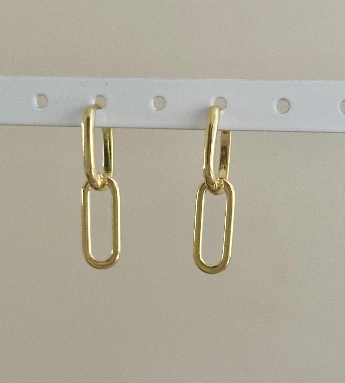 paperclip link chain earrings gold filled