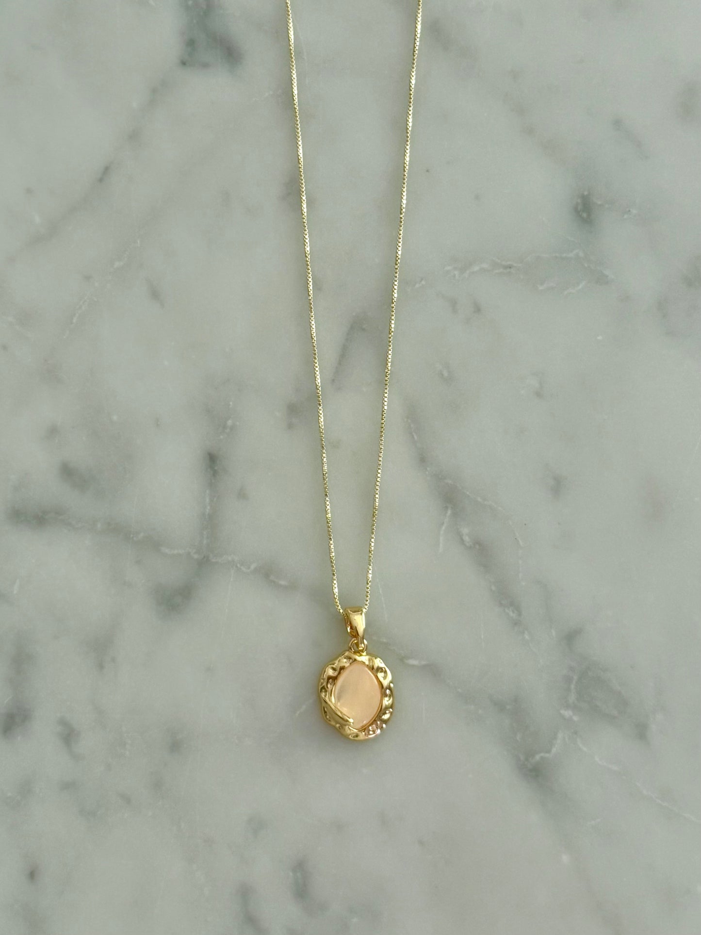 hammered bezel with semi-precious stone gold filled necklace