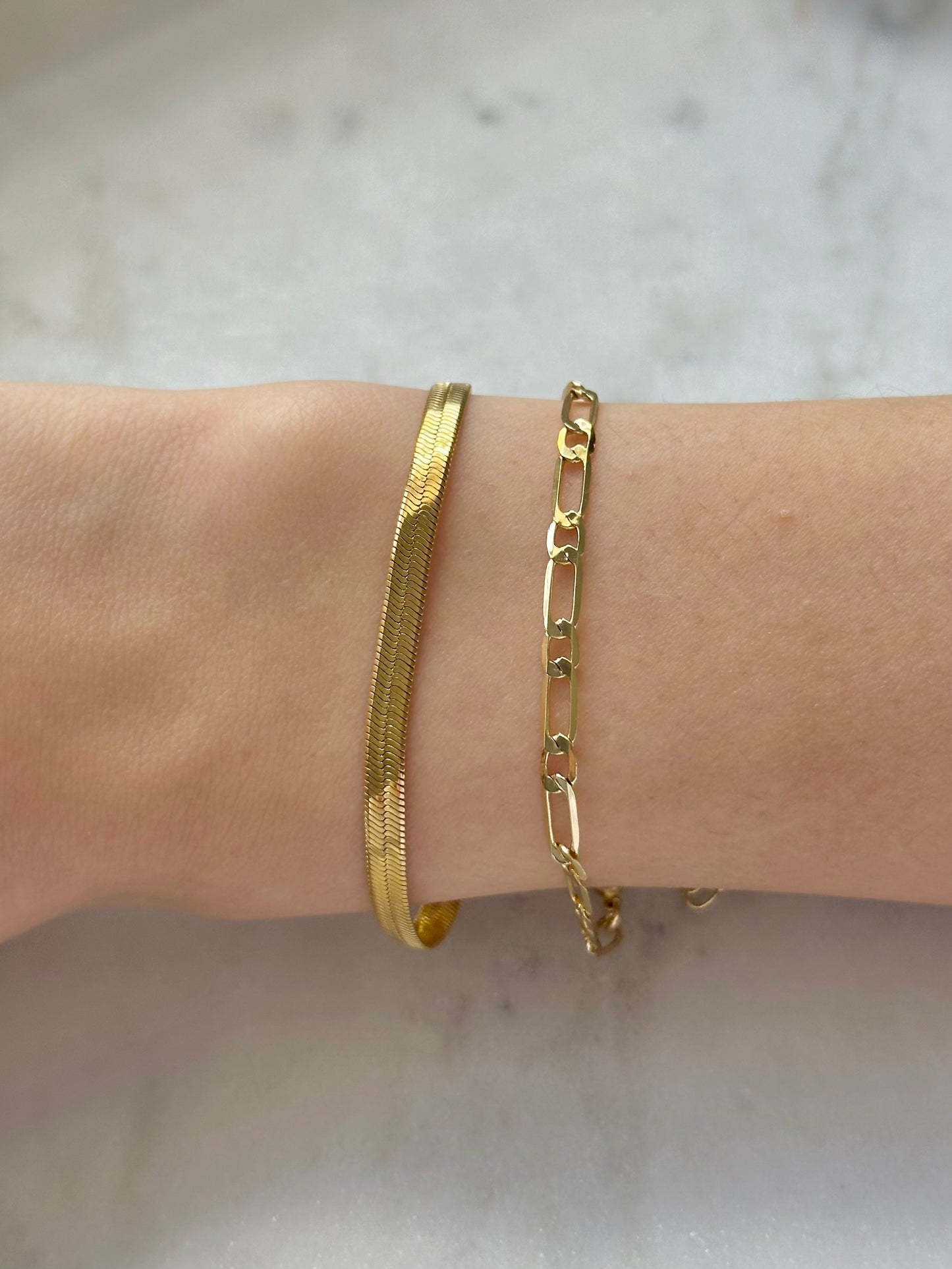 gold herringbone snake chain bracelet