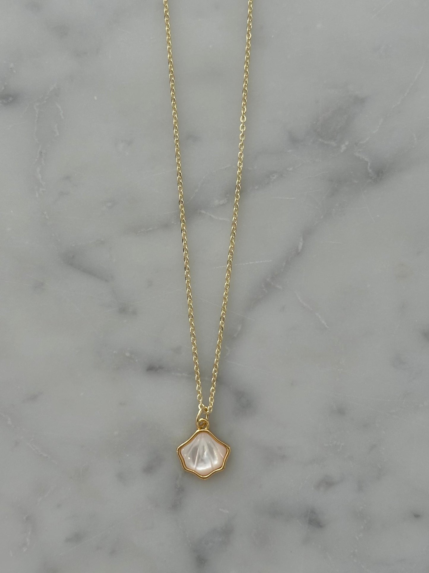 mother of pearl shell gold filled necklace