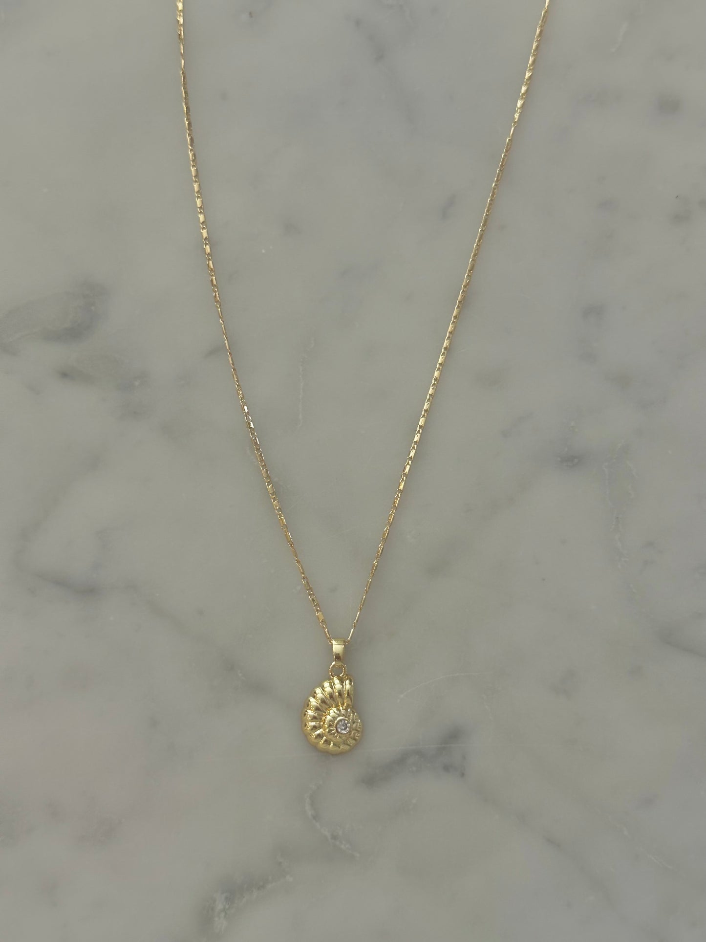 swirl shell gold filled necklace