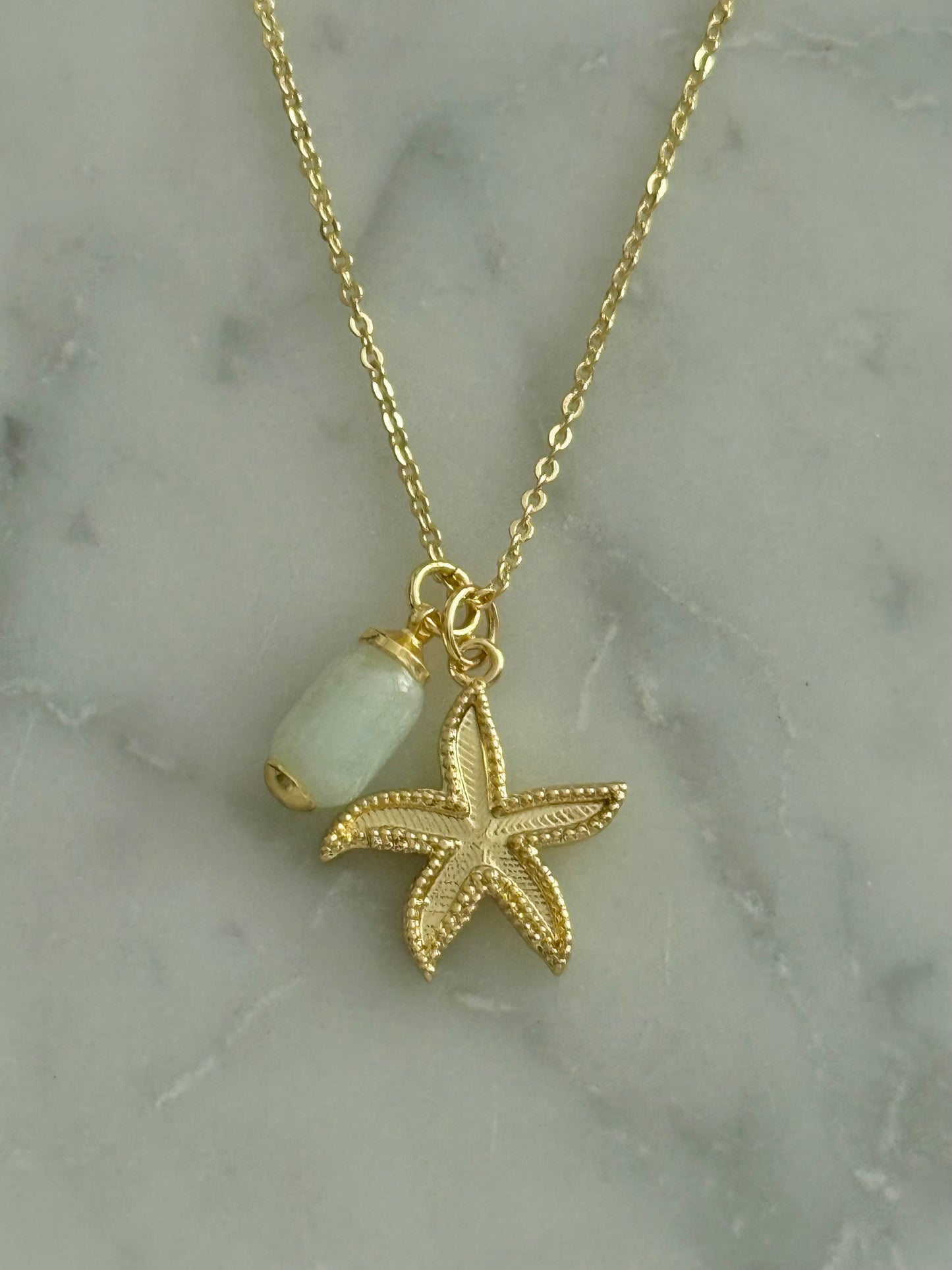 starfish and stone gold filled necklace