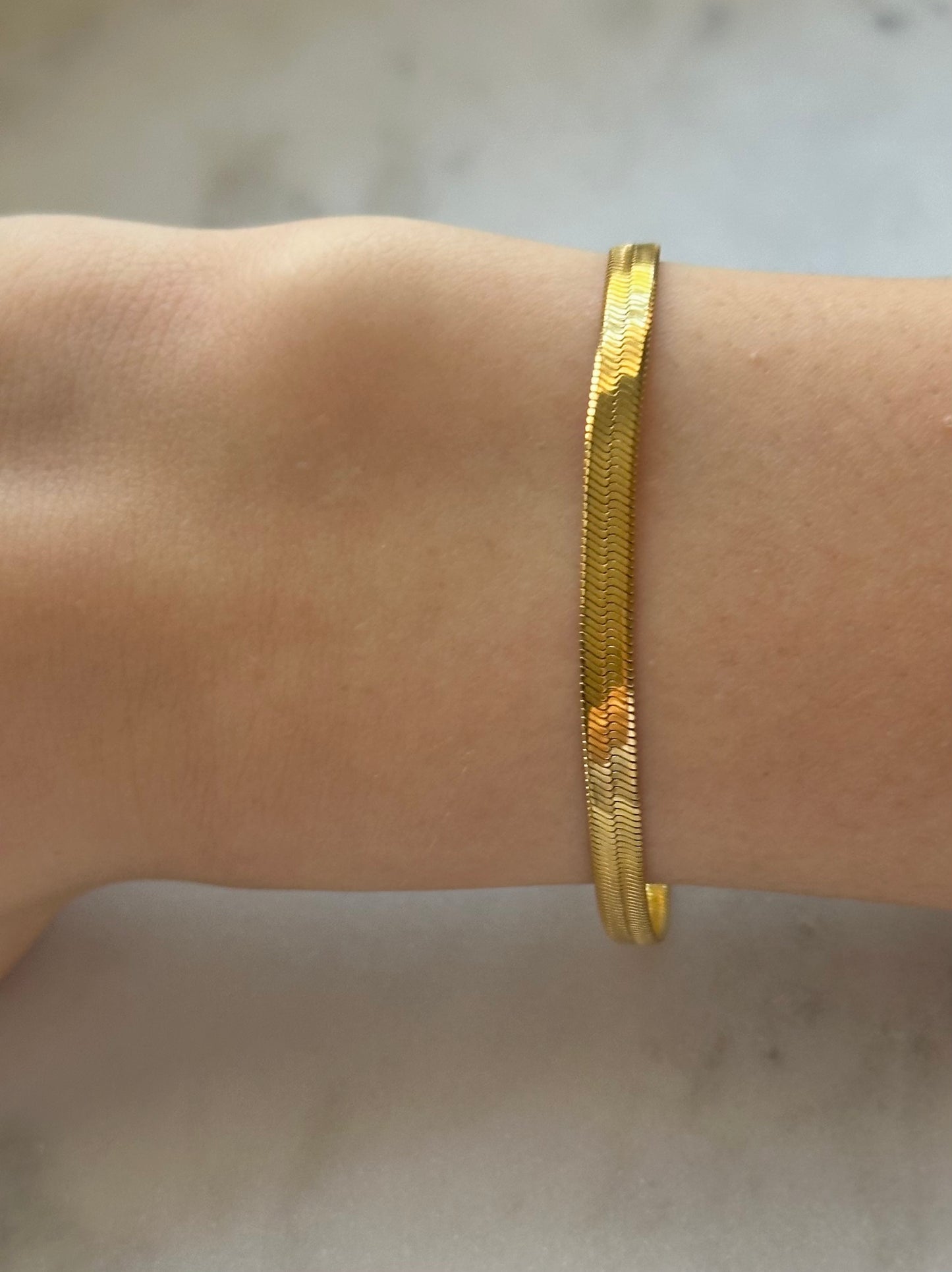 gold herringbone snake chain bracelet