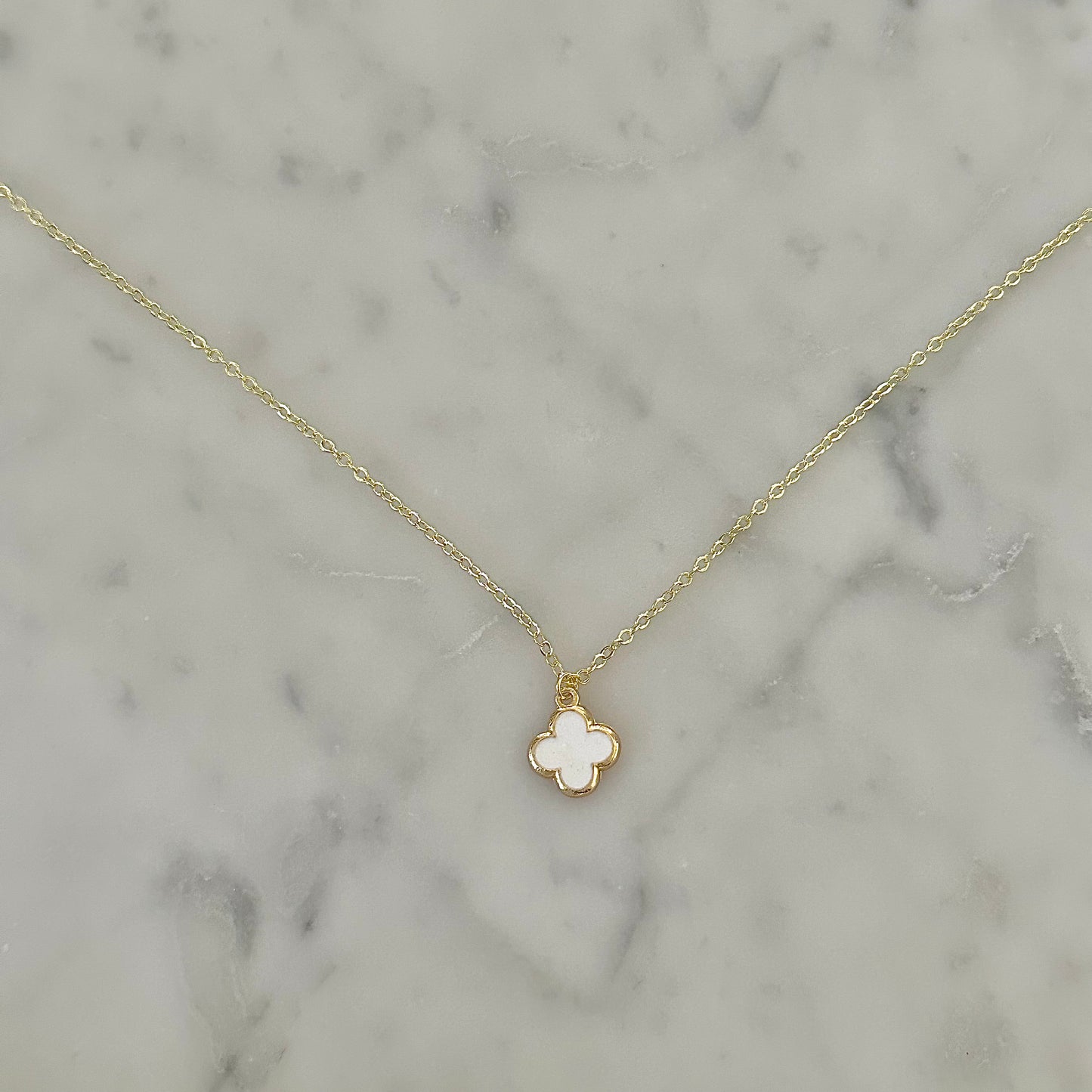 preppy enamel clover necklace