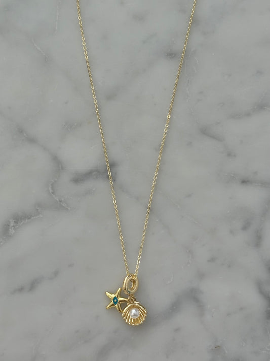 star and shell gold filled necklace