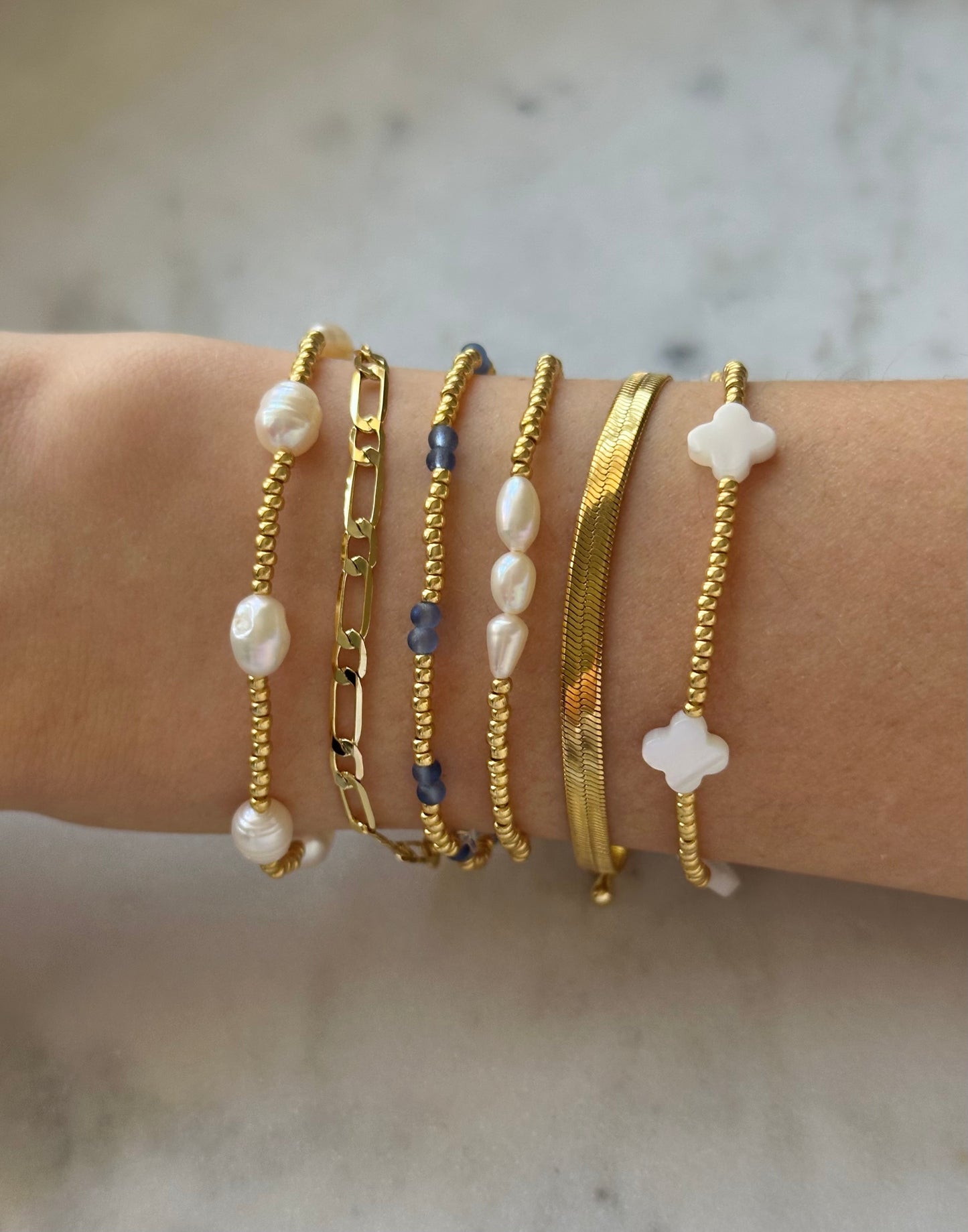 freshwater pearls center gold stacking bracelet