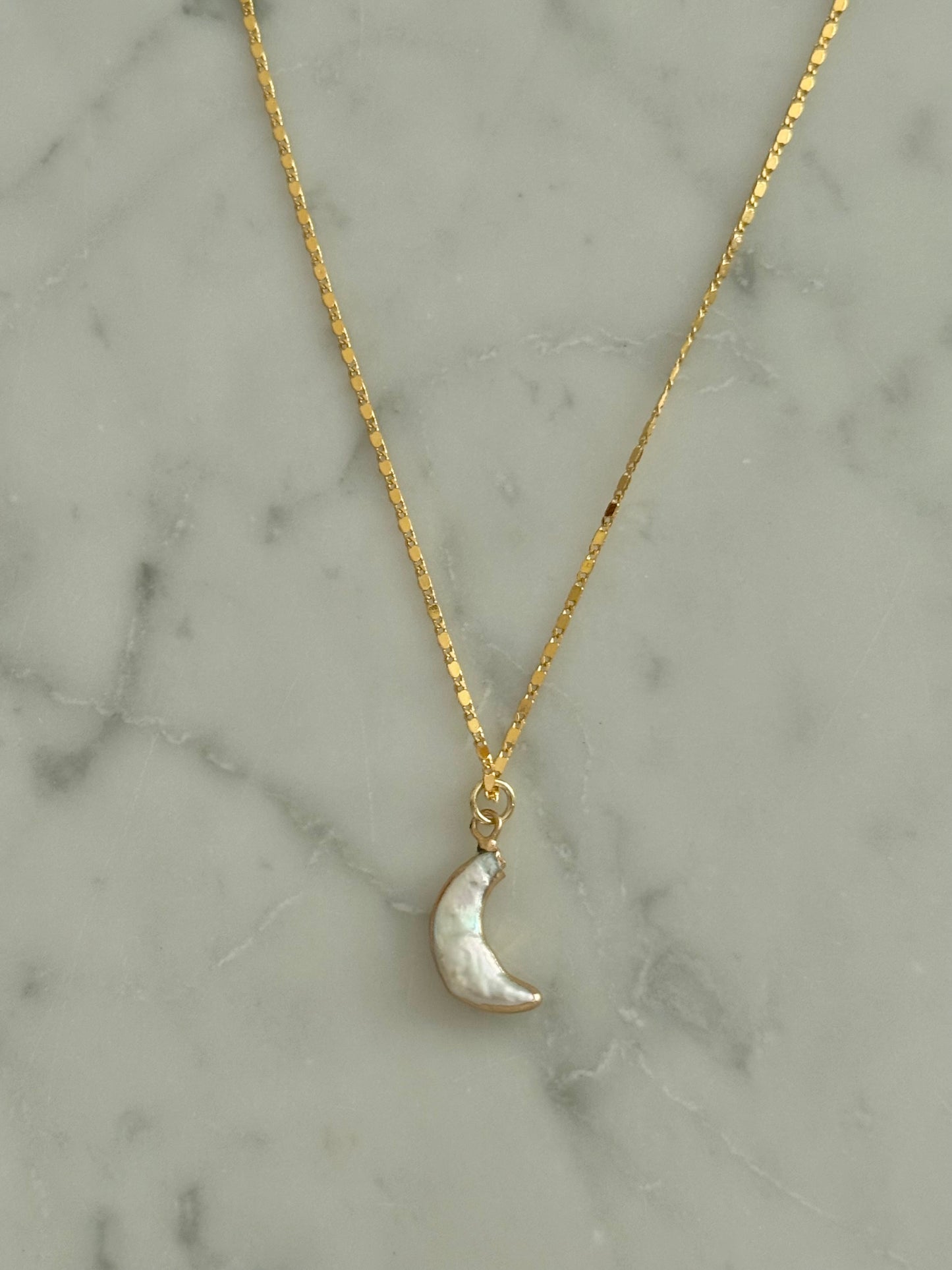freshwater pearl moon gold filled necklace