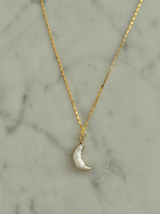 freshwater pearl moon gold filled necklace