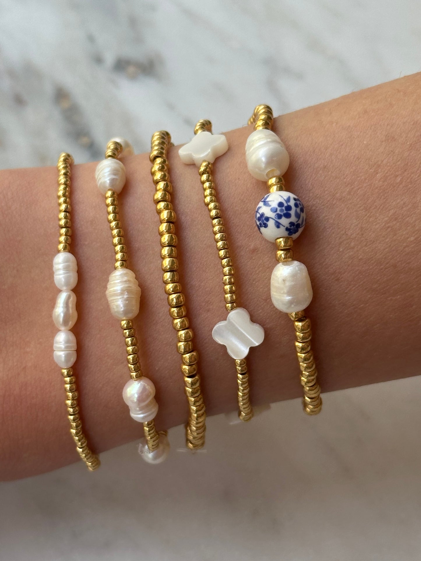 simple freshwater  pearls stacking bracelet