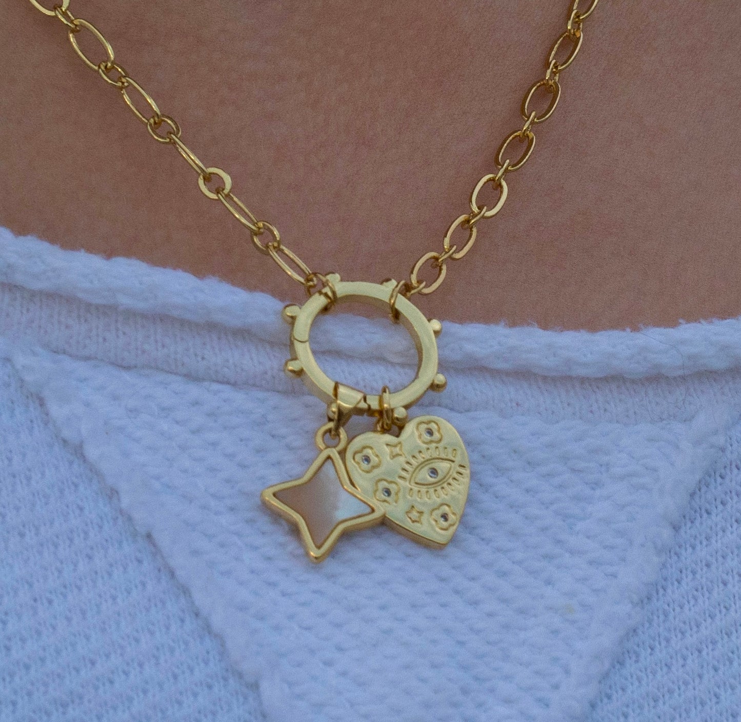 heart and sparkle charm necklace