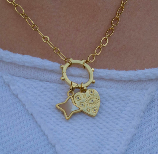 heart and sparkle charm necklace