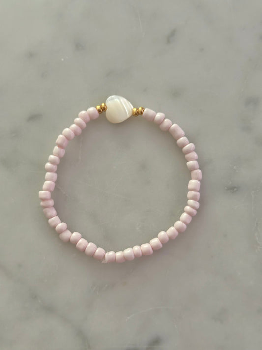 pink shell heart bracelet