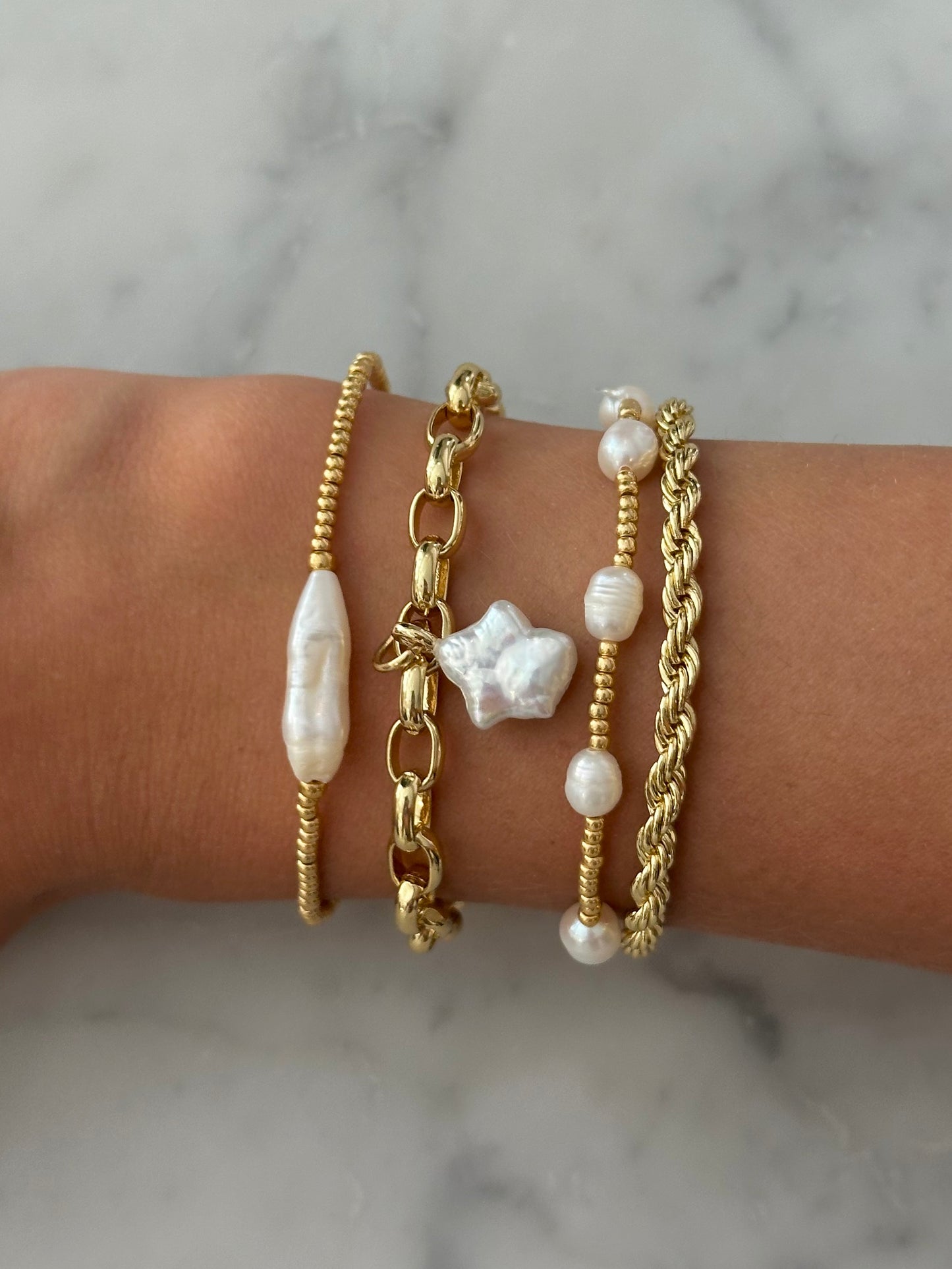 simple freshwater  pearls stacking bracelet