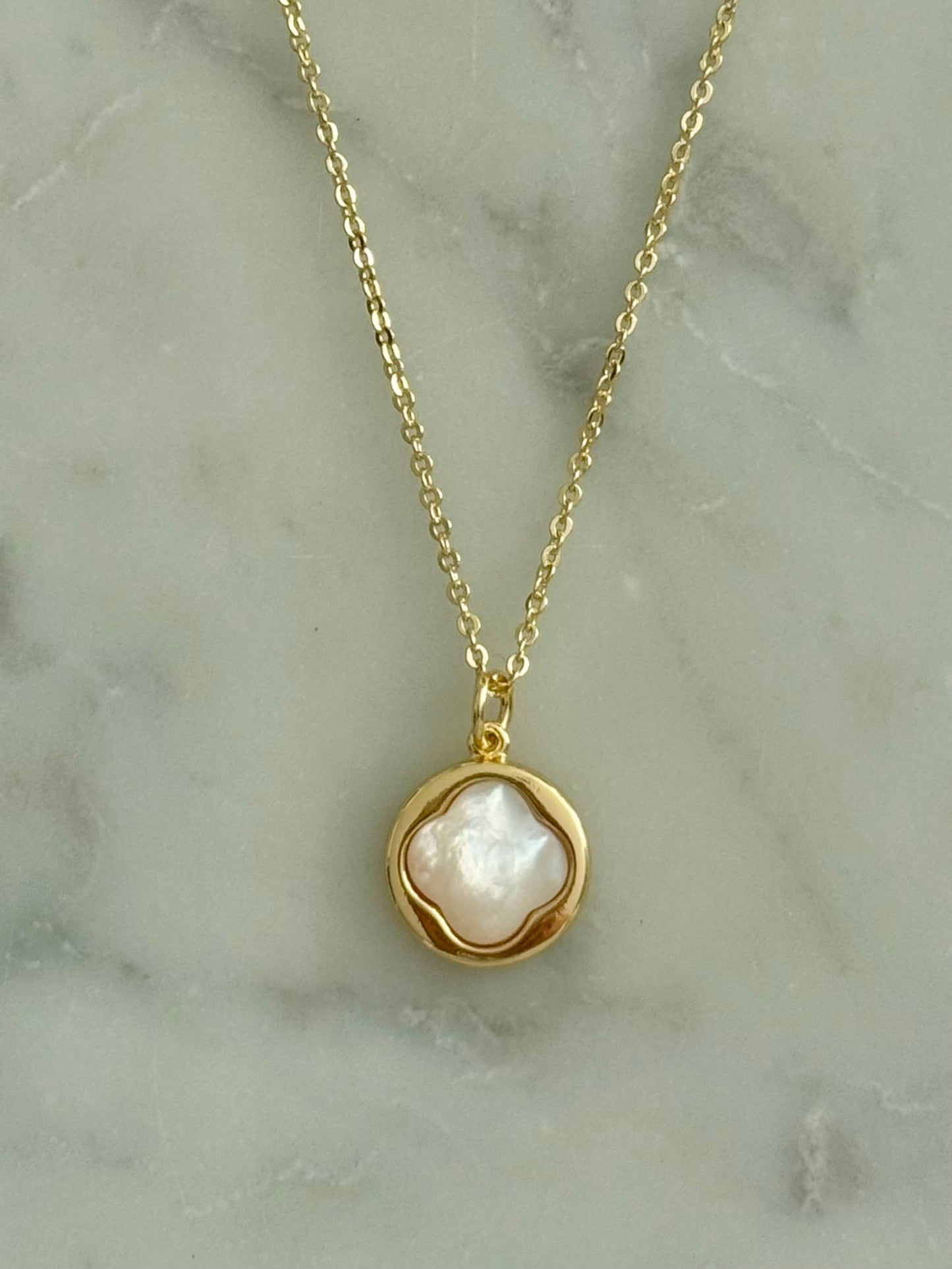 circle clover gold filled necklace