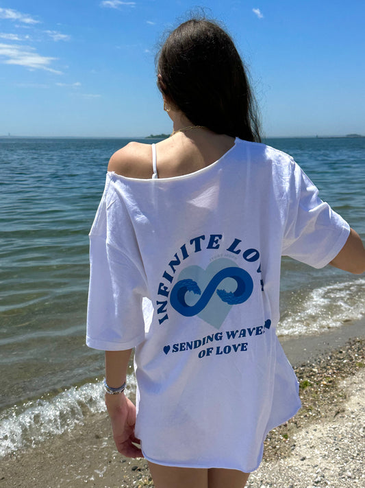 off the shoulder infinite love tee-shirt