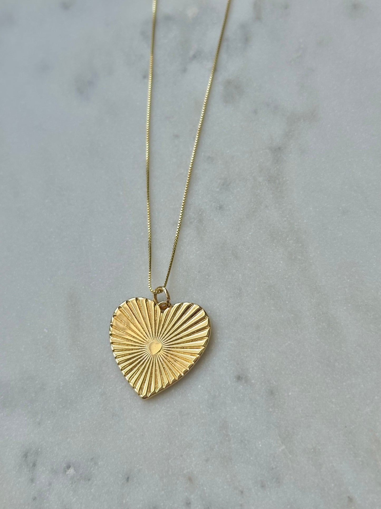 heart sunburst gold filled pedant necklace