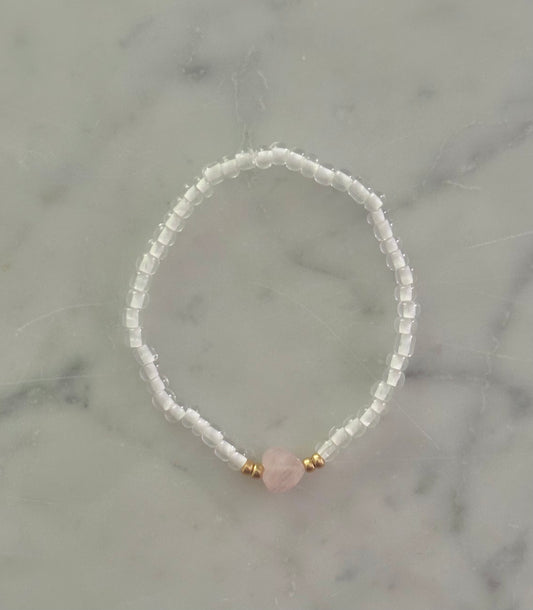 rose quartz heart bracelet