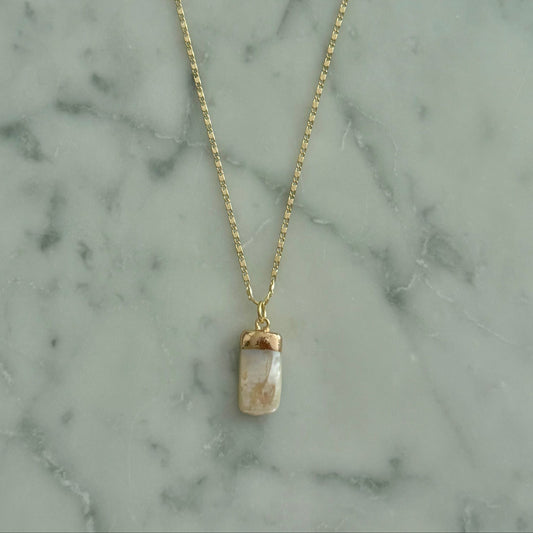 rectangular freshwater pearl gold filled necklace