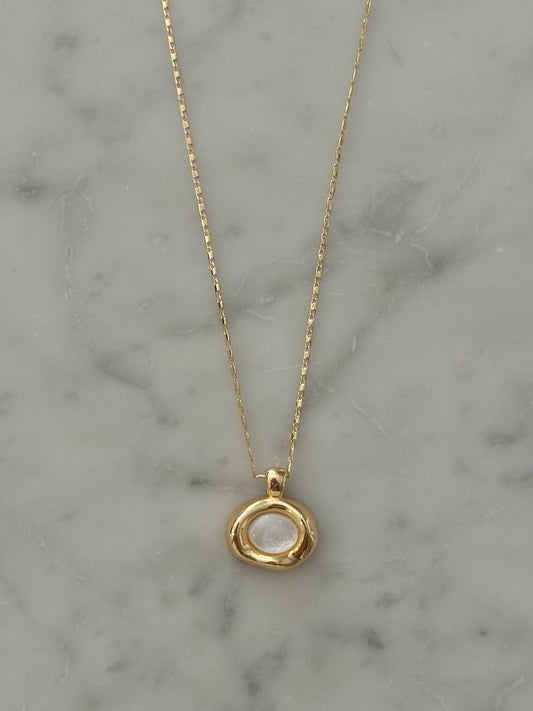 circle mother of pearl gold filled necklace