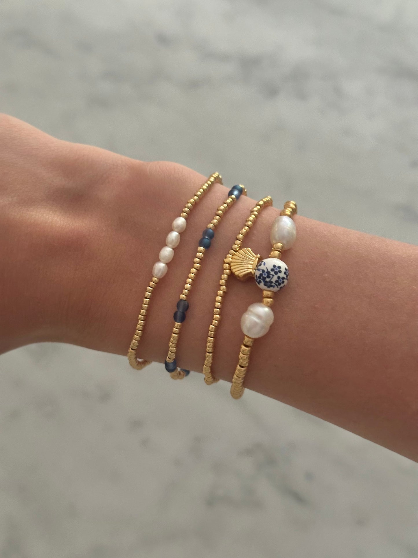 blue and gold stacking bracelet