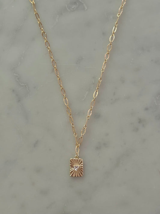 cz heart gold filled necklace