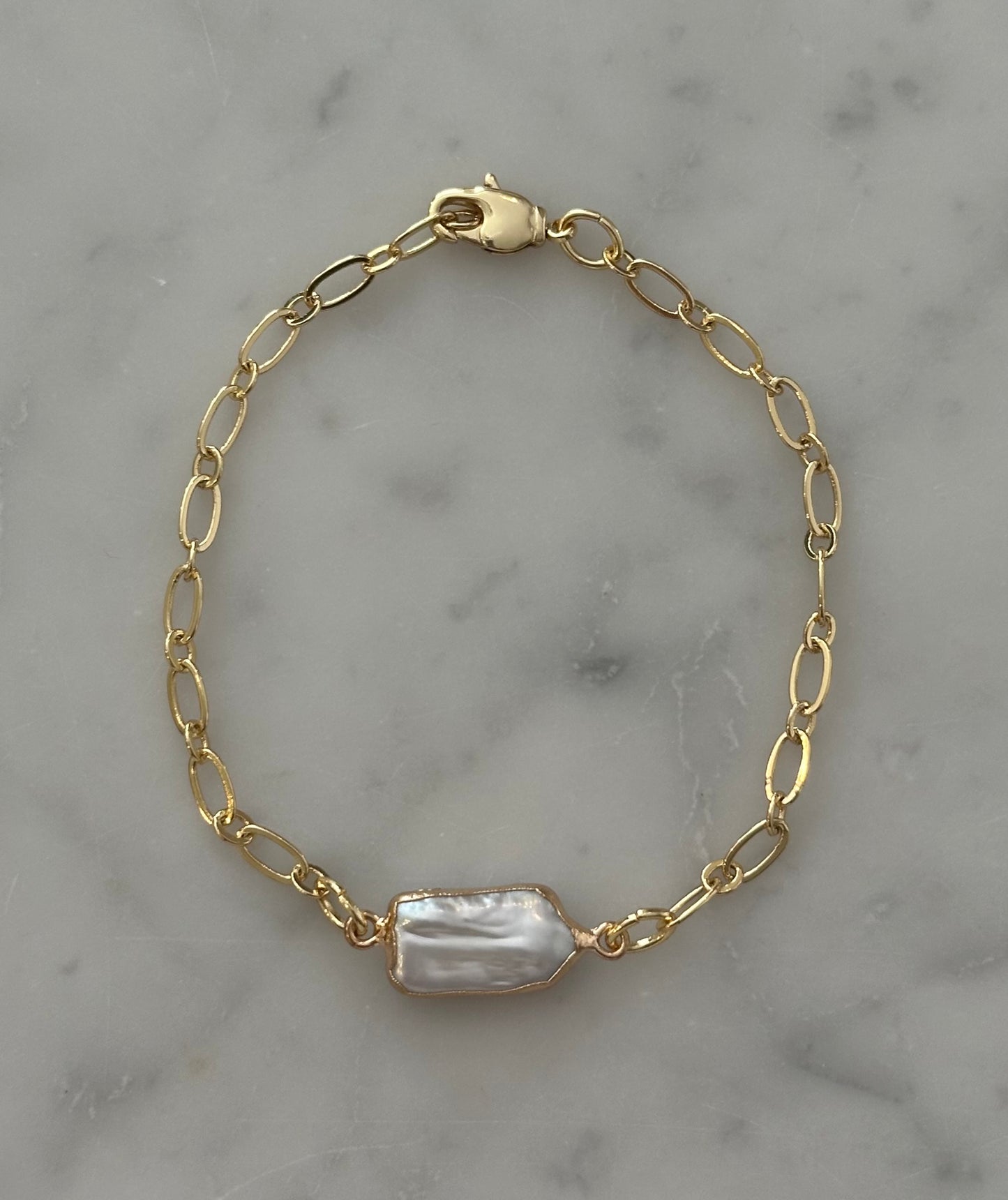 fresh water pearl chain gold filled bracelet