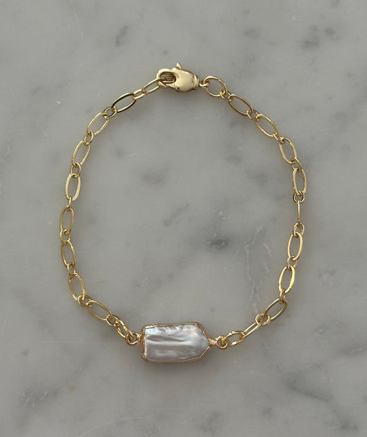 fresh water pearl chain gold filled bracelet