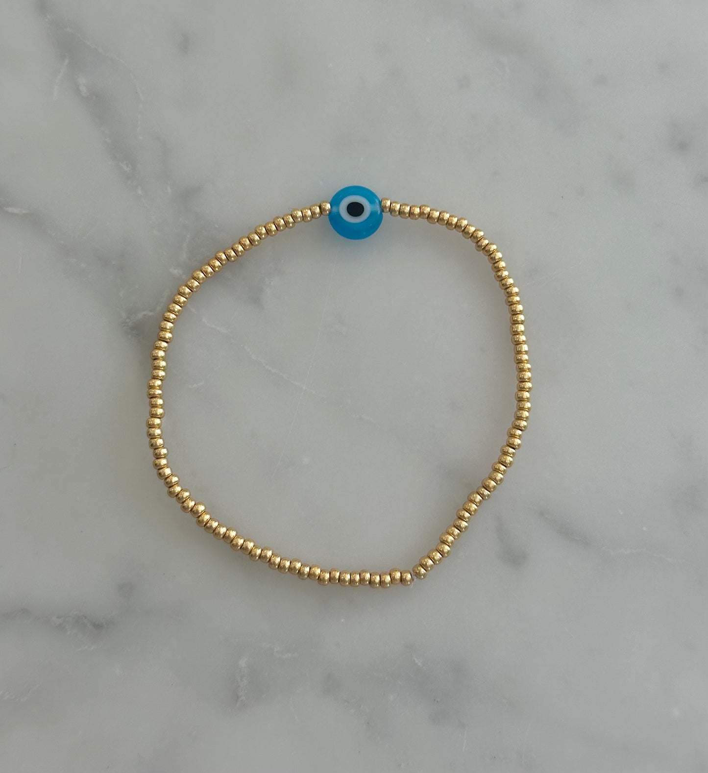 blue glass evil eye bracelet