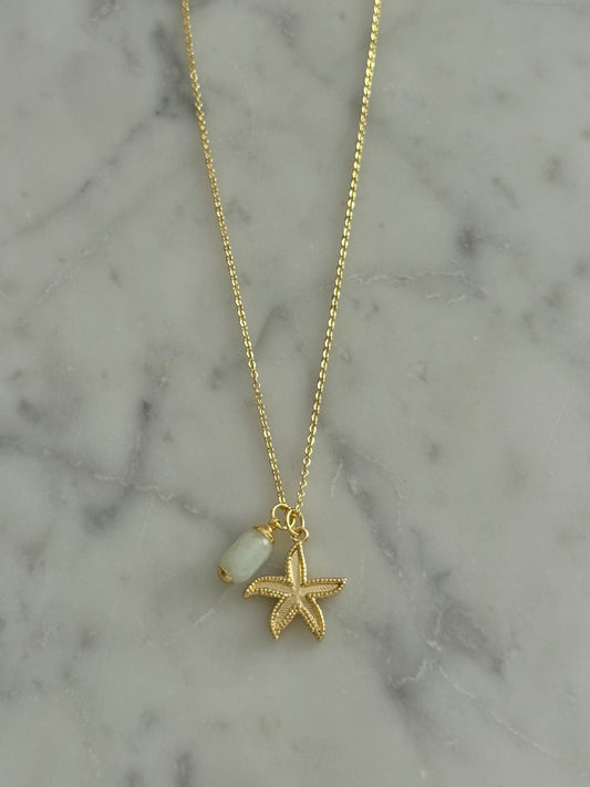 starfish and stone gold filled necklace