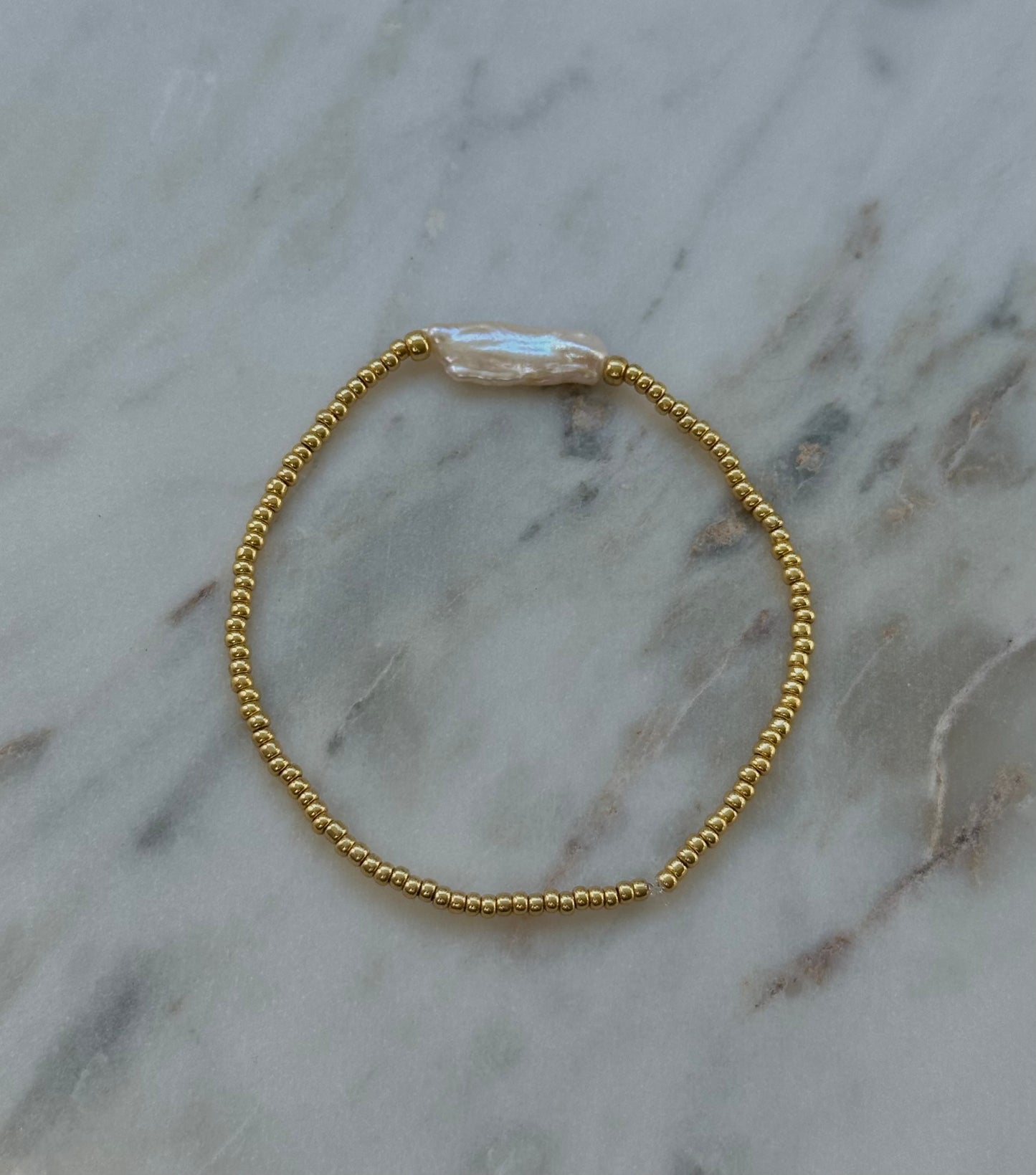 long pearl gold stacking bracelet