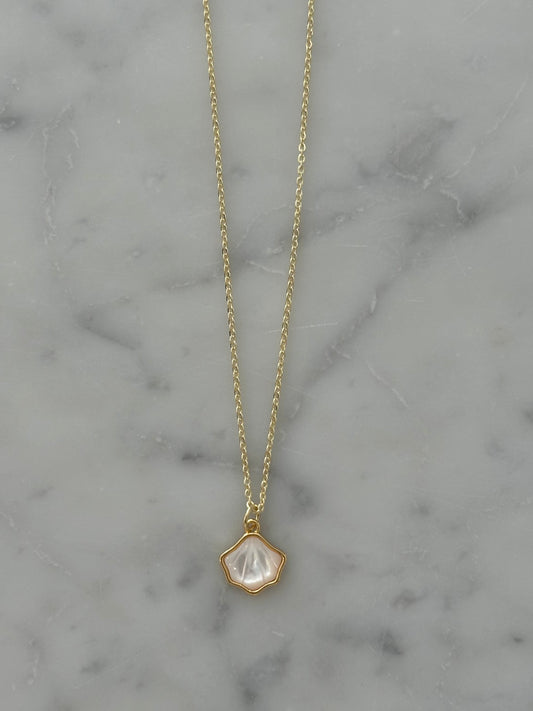 mother of pearl shell gold filled necklace