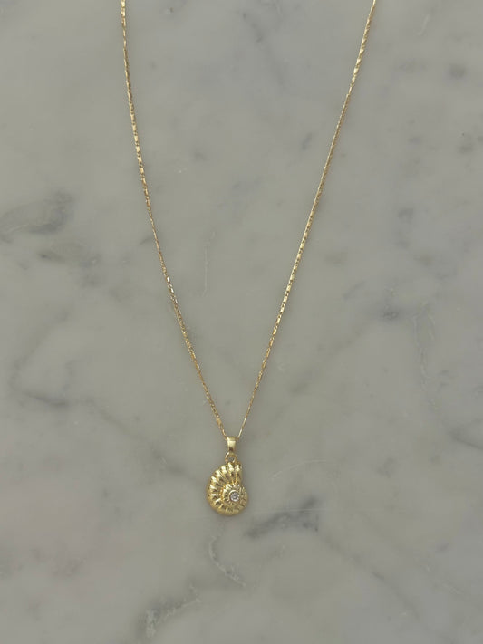 swirl shell gold filled necklace