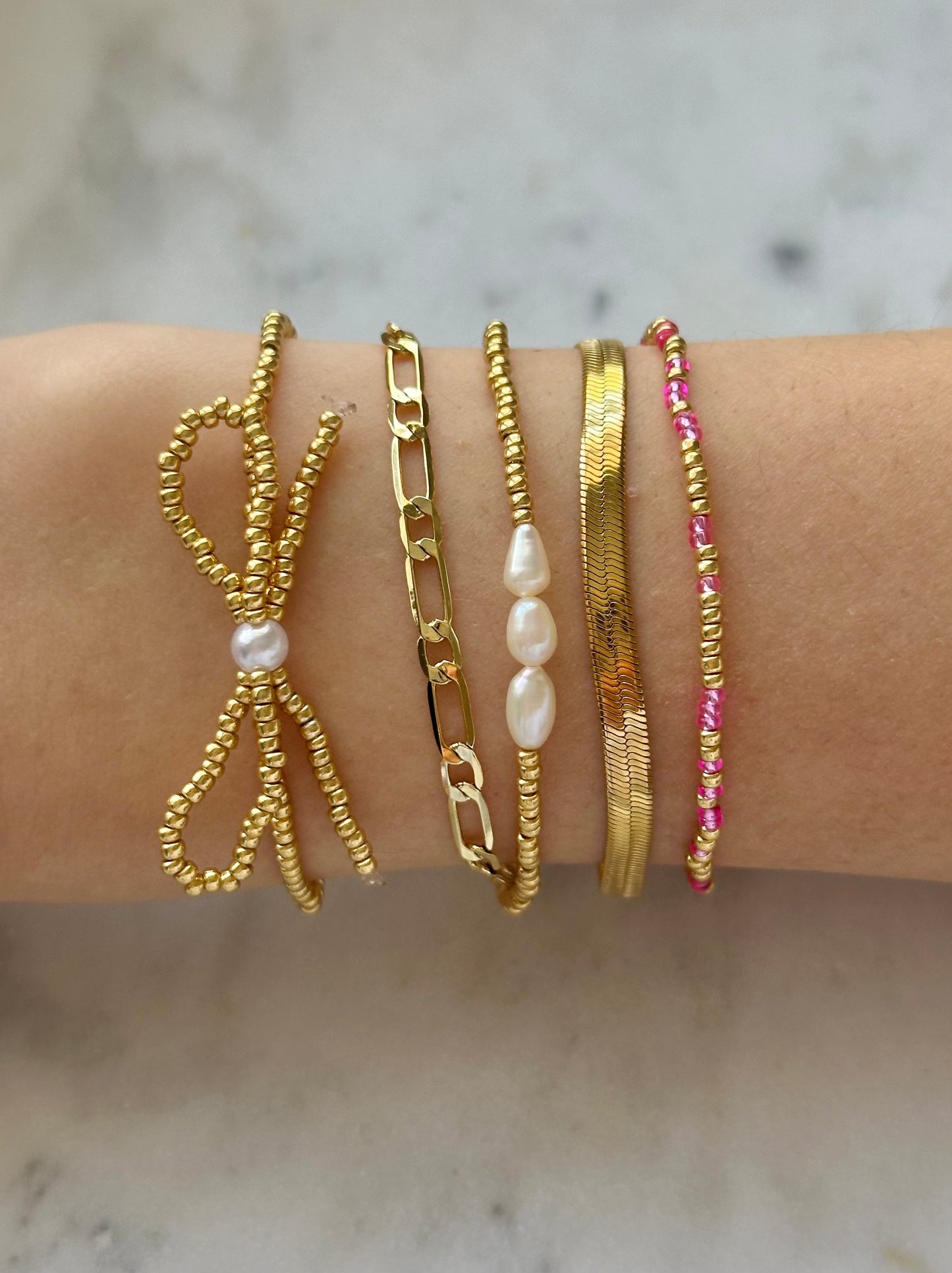 freshwater pearls center gold stacking bracelet