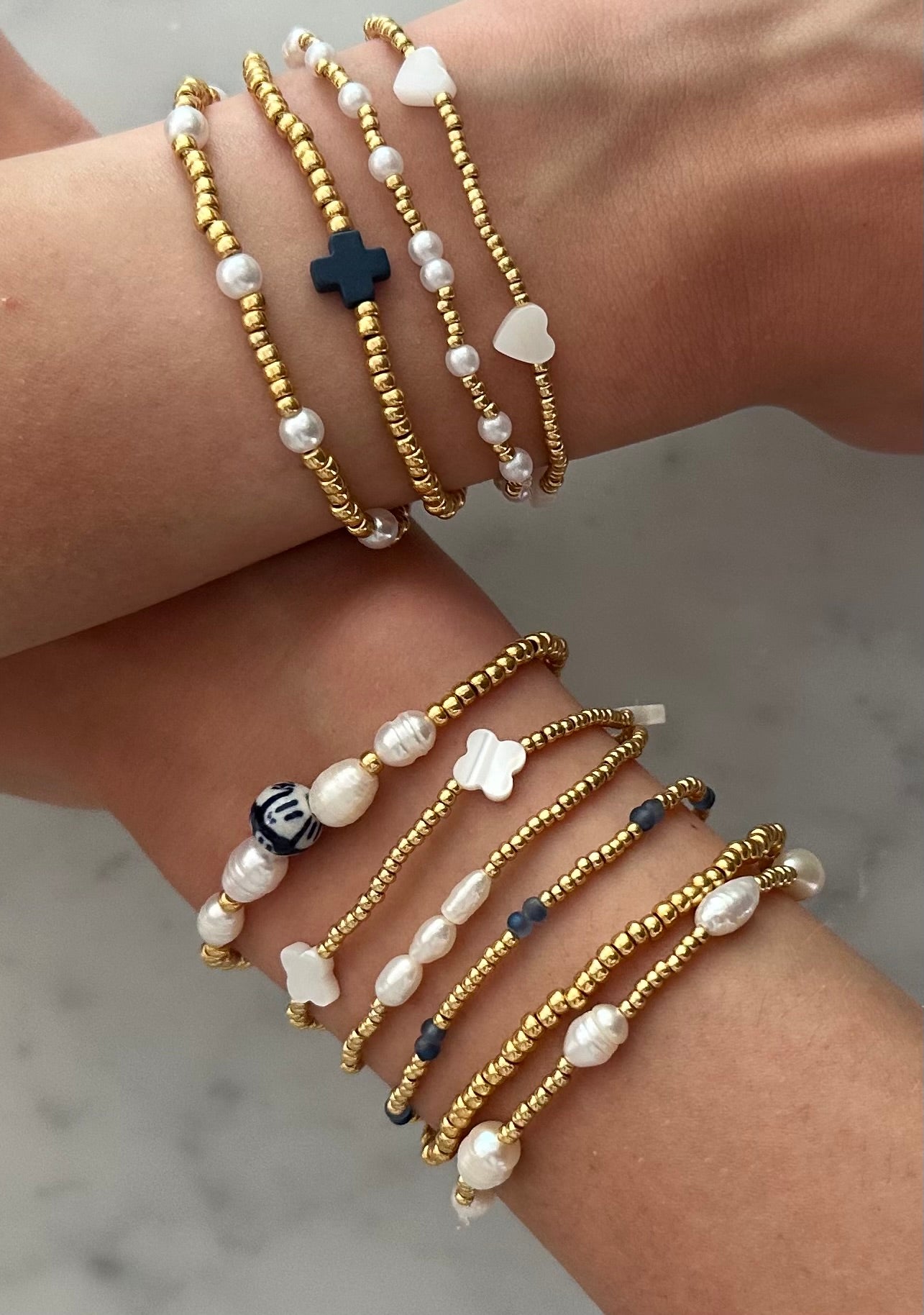 simple freshwater  pearls stacking bracelet
