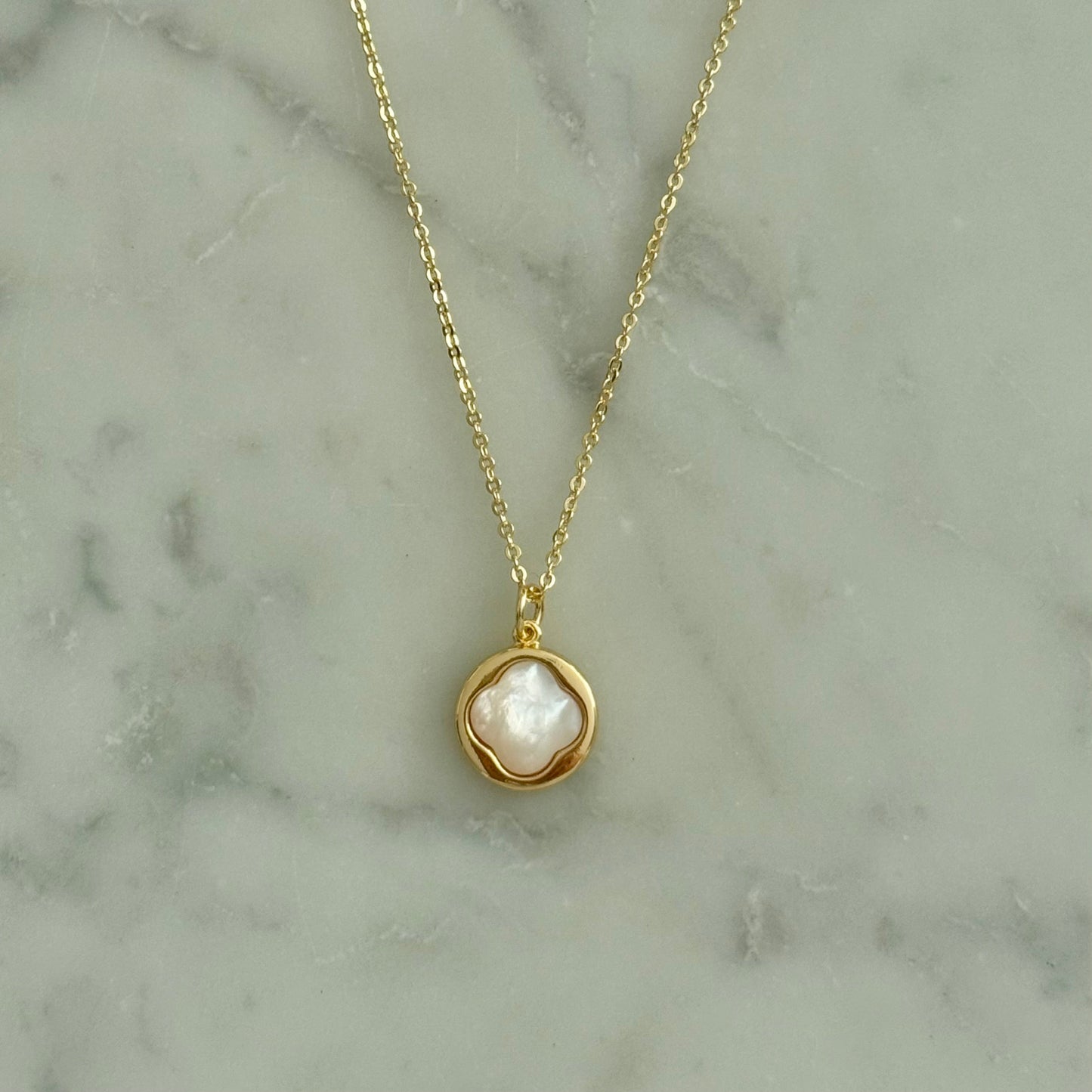 circle clover gold filled necklace