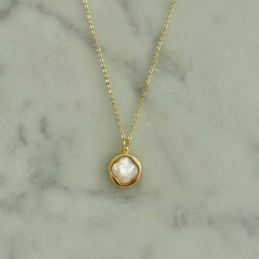 circle clover gold filled necklace