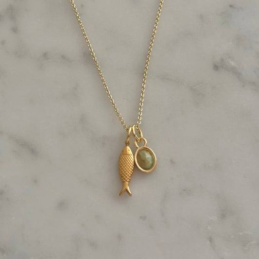 fish charm gold filled necklace