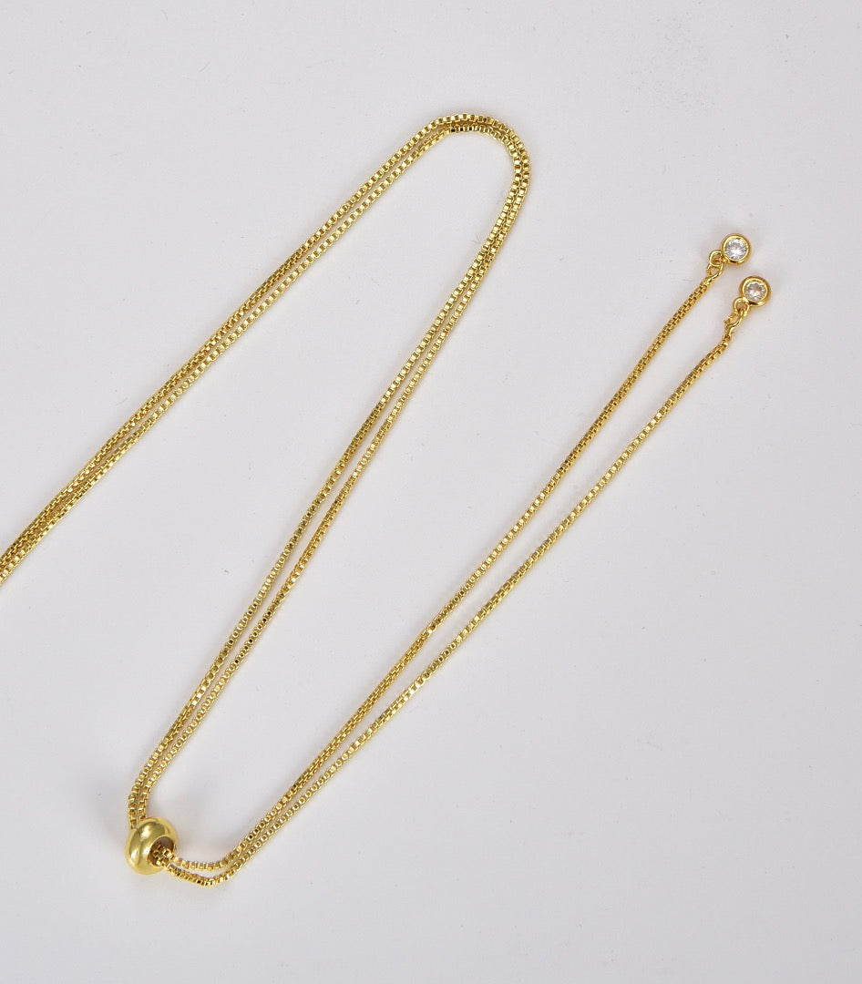 gold filled box chain bolo slider necklace