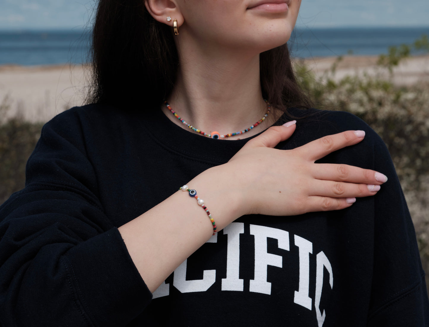 colorful evil eye choker