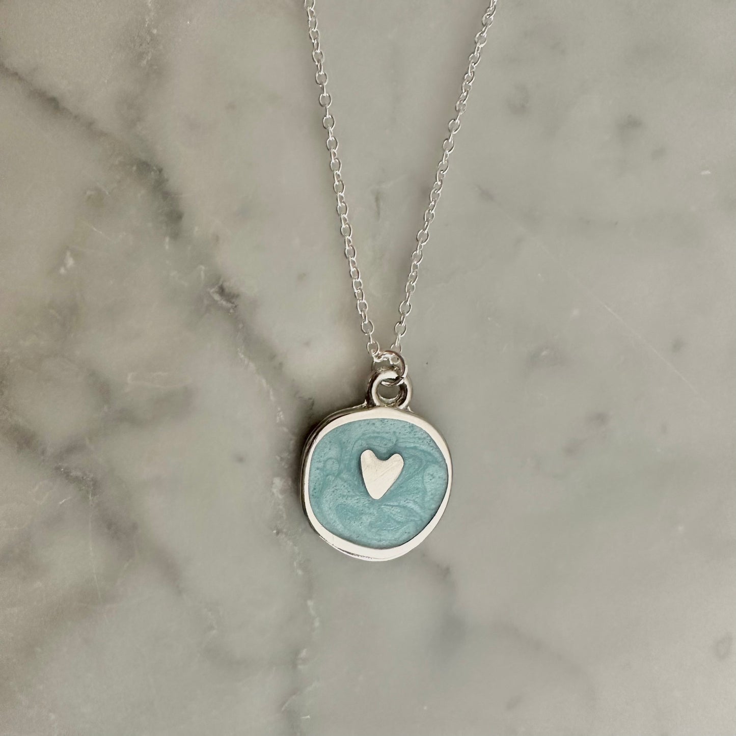 silver enamel heart necklace