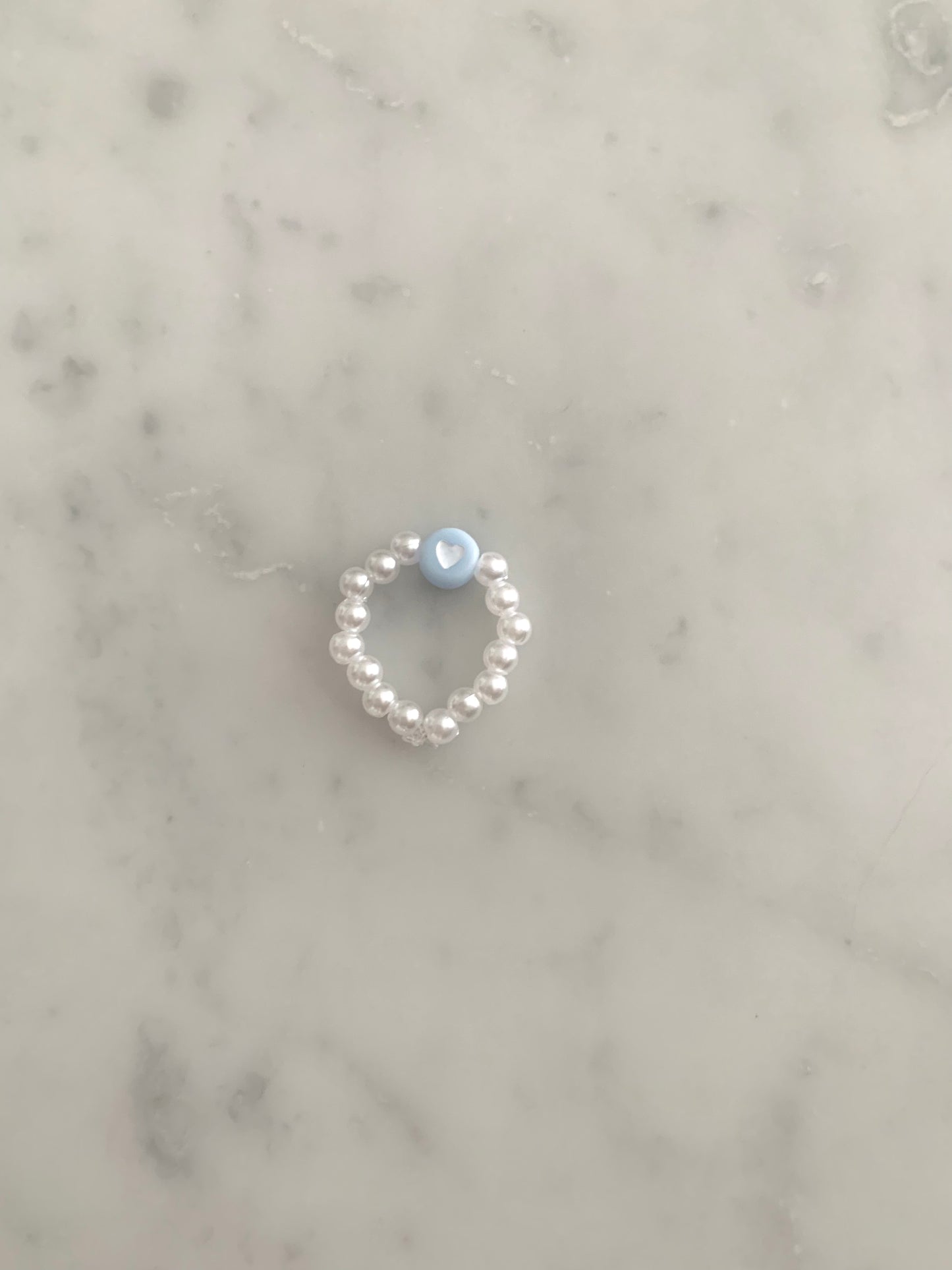 light blue heart pearl ring